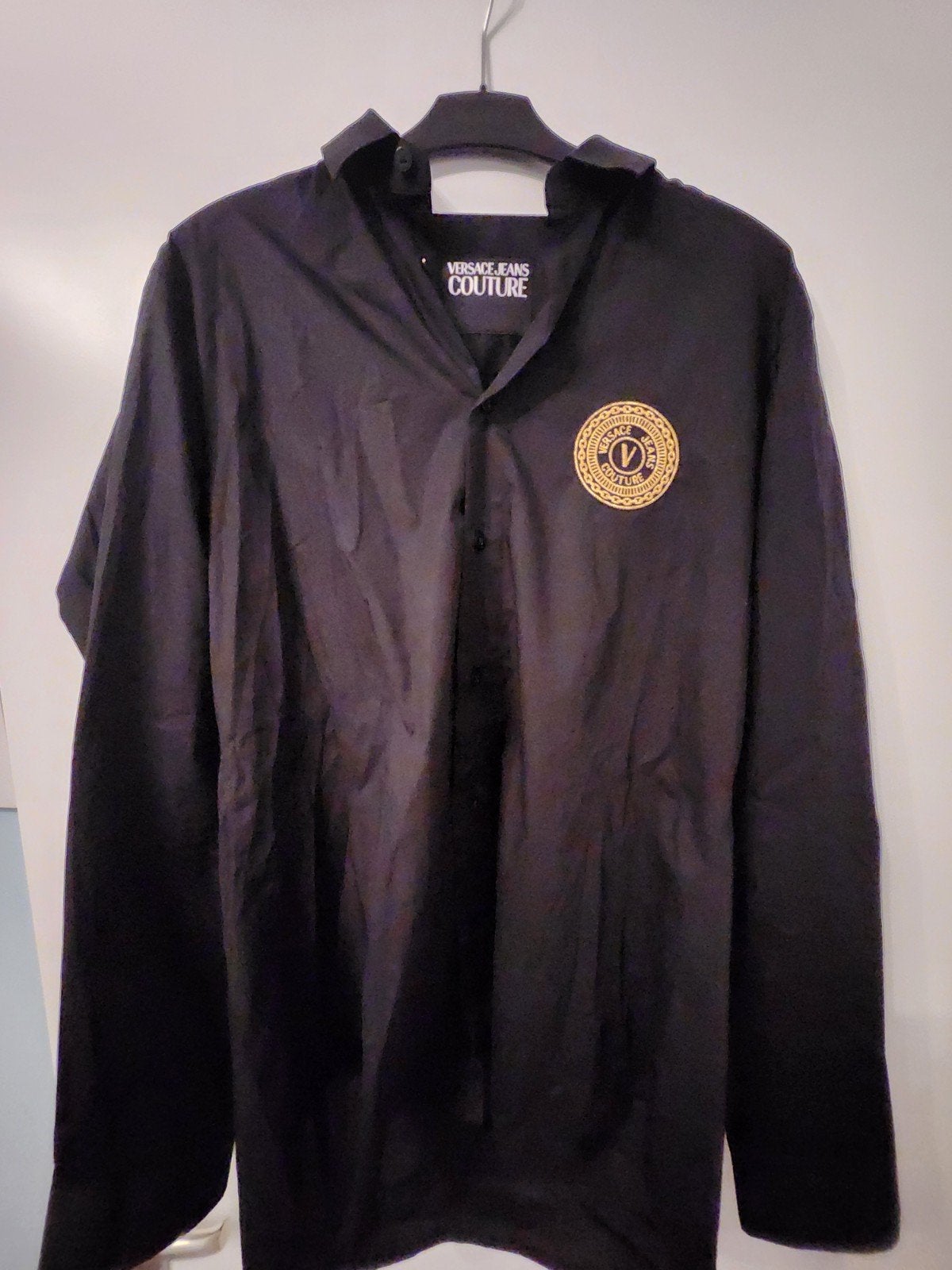 Versace Jeans Couture overhemd zwart met gouden logo, Ophalen, Zwart, Zo goed als nieuw, Overige halswijdtes
