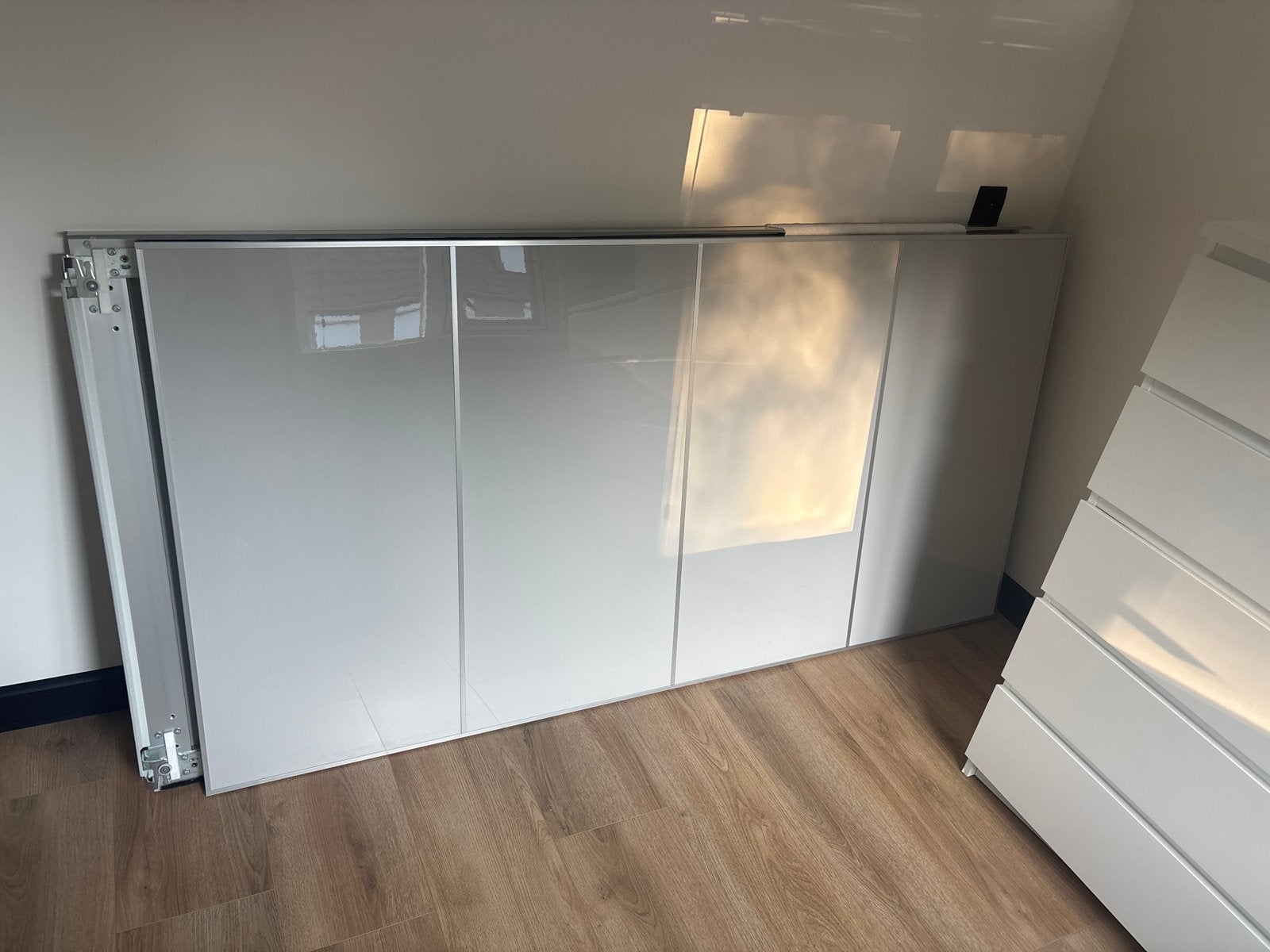 IKEA HOKKSUND Schuifdeuren (200x201cm) hoogglans witgrijs, Ophalen, Gebruikt, 200 cm of meer, 200 cm of meer