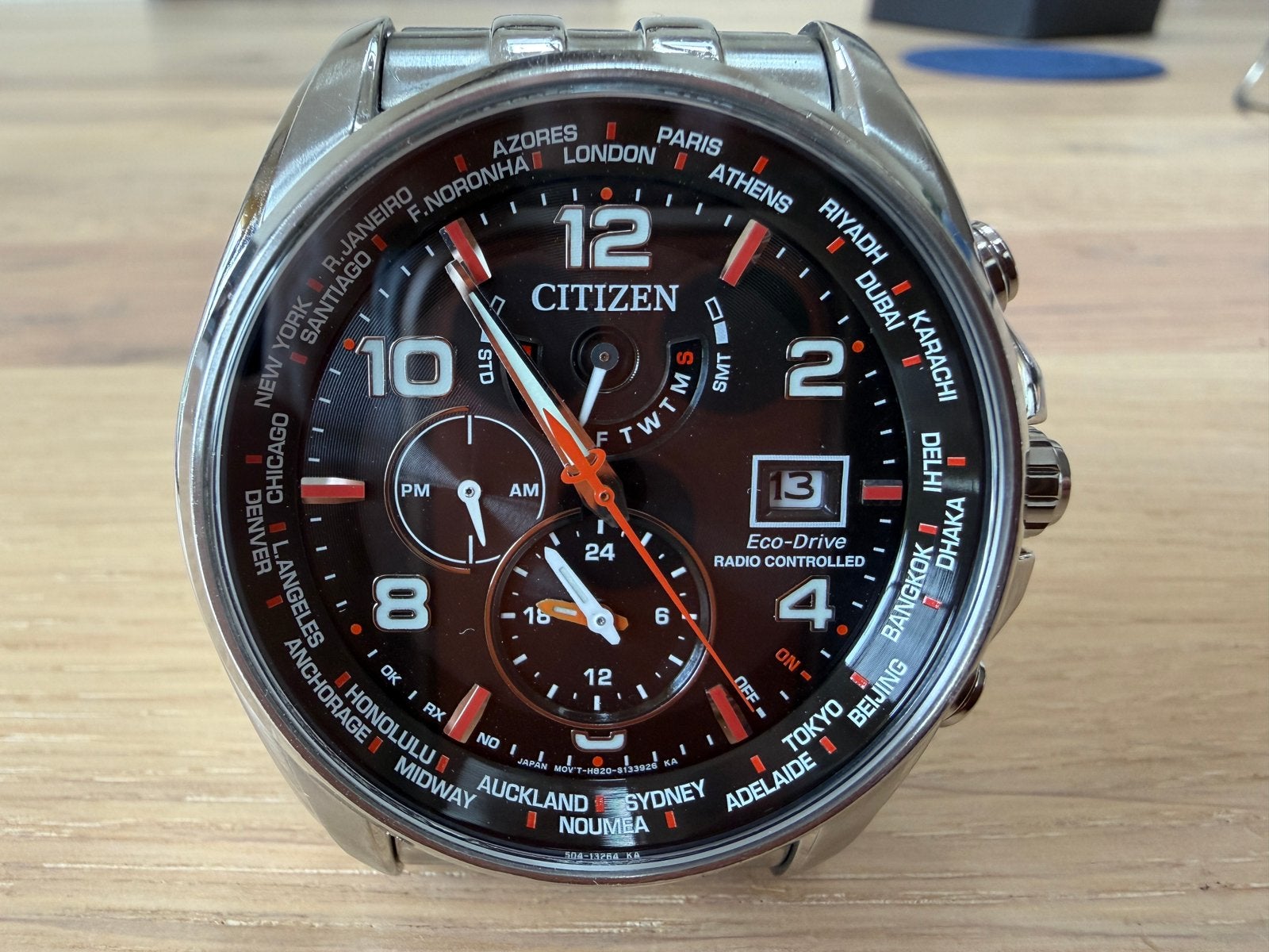 Citizen H820 - Eco-Drive - Radio Controlled - Sapphire, Ophalen, Staal, Gebruikt, Polshorloge