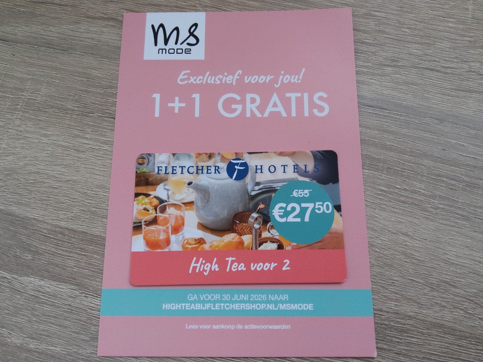 Cadeaukaart High Tea Fletcher Hotels 1 + 1 gratis, Twee personen, Cadeaubon