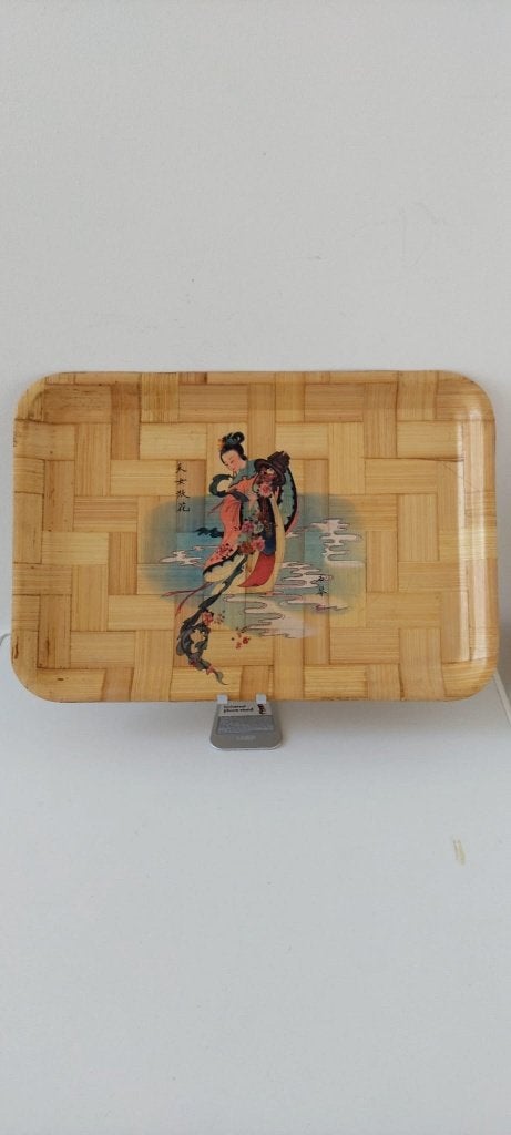 Vintage bamboe dienblad / wand bord 48x33 cm – Japandi style, Eu, Eu, Ophalen of Verzenden, Eu