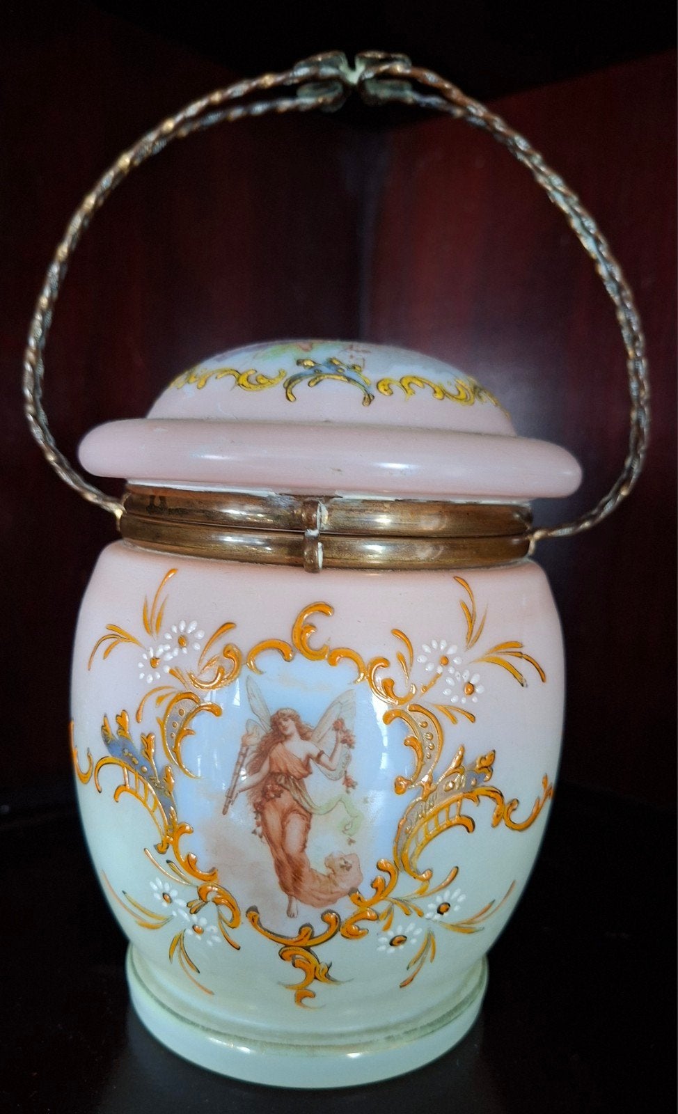 Antieke Franse Opaline koekjespot, Ophalen of Verzenden