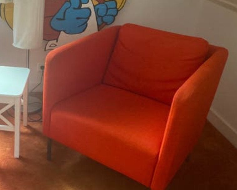 2x Ikea Ekerö stoel rood, Ophalen, Gebruikt, Minder dan 75 cm, 50 tot 75 cm