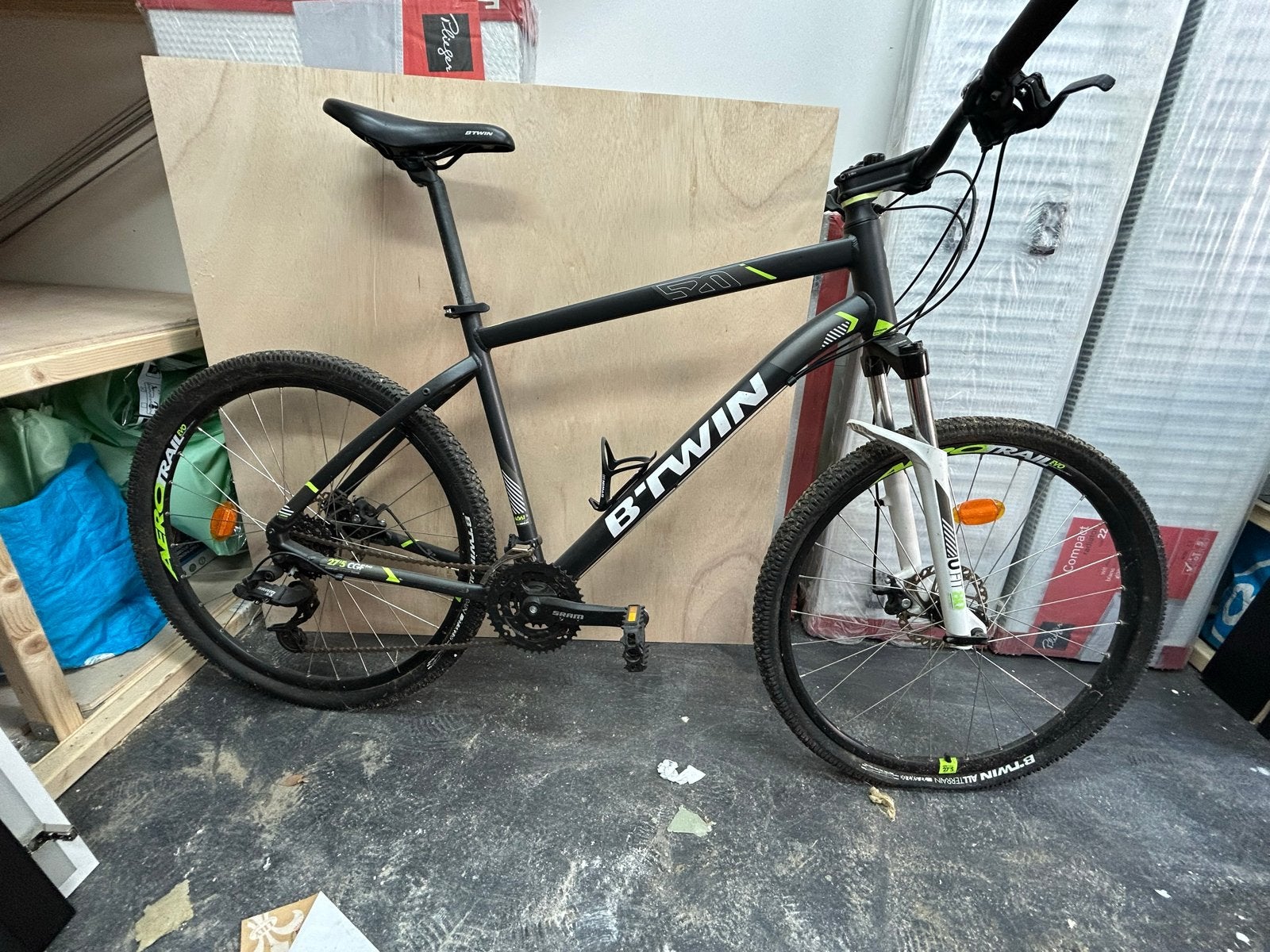 B'TWIN Rockrider 520 Mountainbike - Zwart/Groen, Overige merken, Gebruikt, Hardtail, Heren