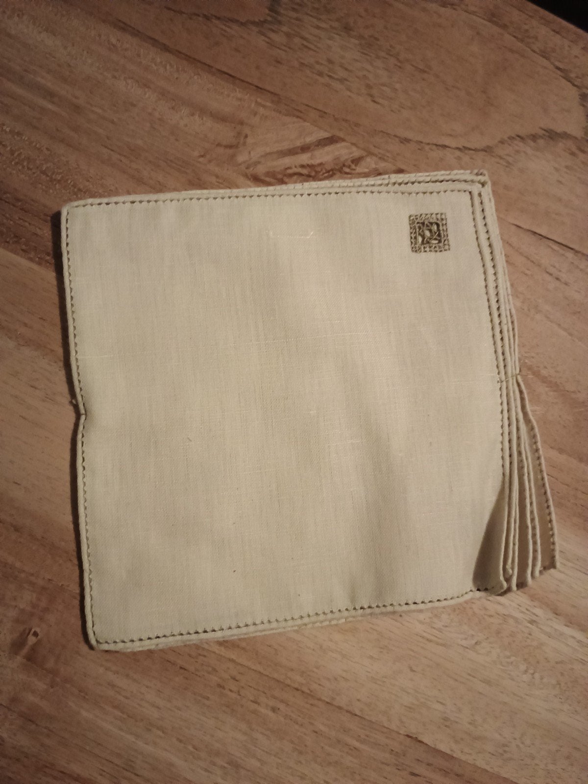 4 Vintage Linnen Servetten met Geborduurd Monogram, Ophalen of Verzenden