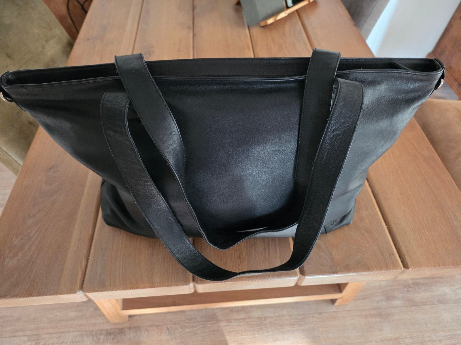 Zwarte leren shopper van By- Lin , handgemaakt op Bali, Ophalen of Verzenden, Zo goed als nieuw, Zwart, Shopper
