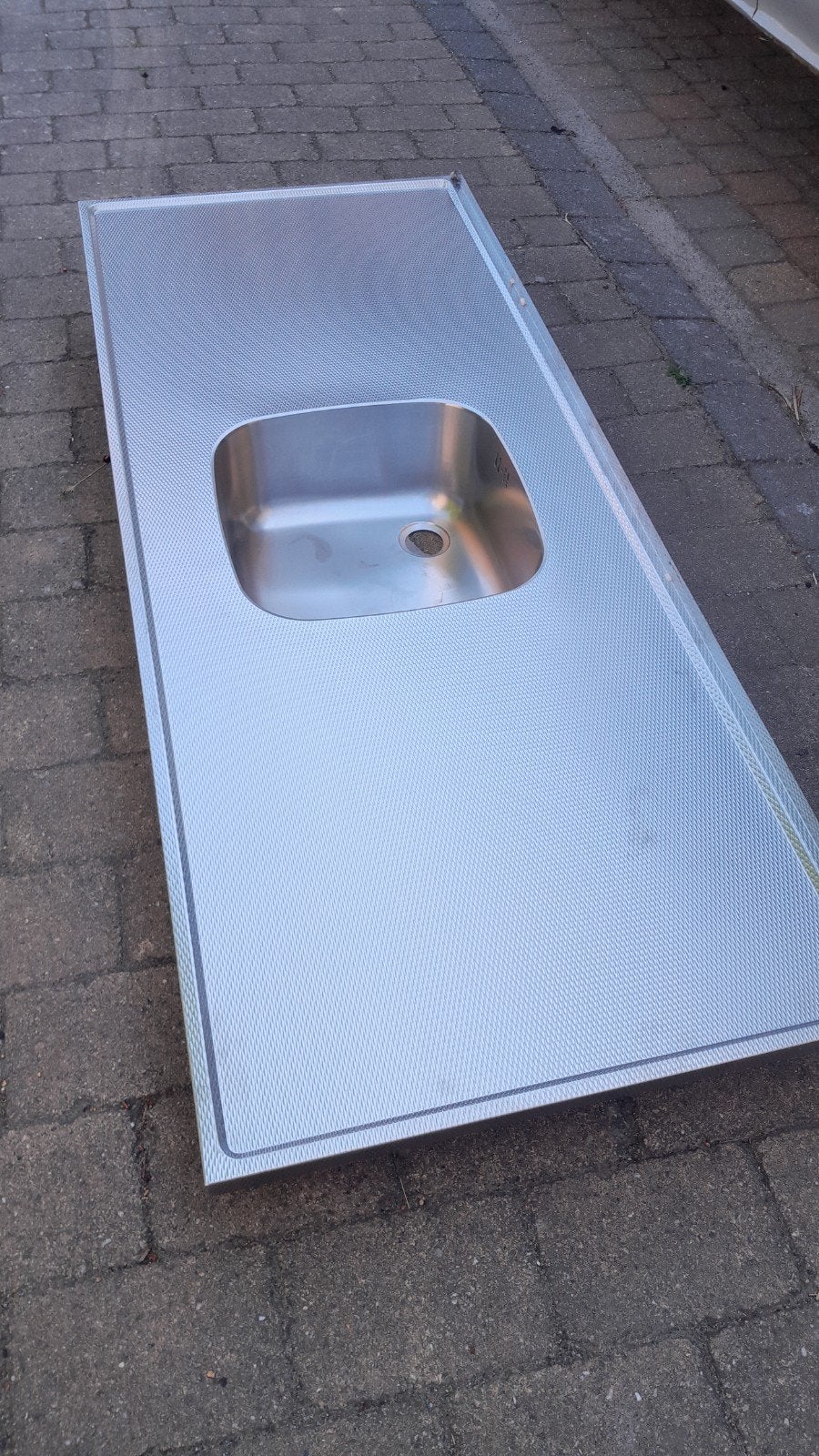 RVS Keukenblad met spoelbak - 150x60 cm, Ophalen, Nieuw, Staal of Rvs, Enkelwandige keuken