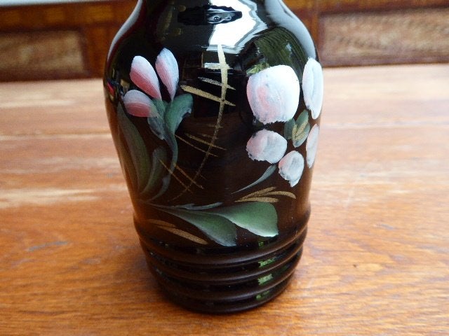 Art deco hyaliet vaasje met bloemen, Doyen, Ophalen of Verzenden