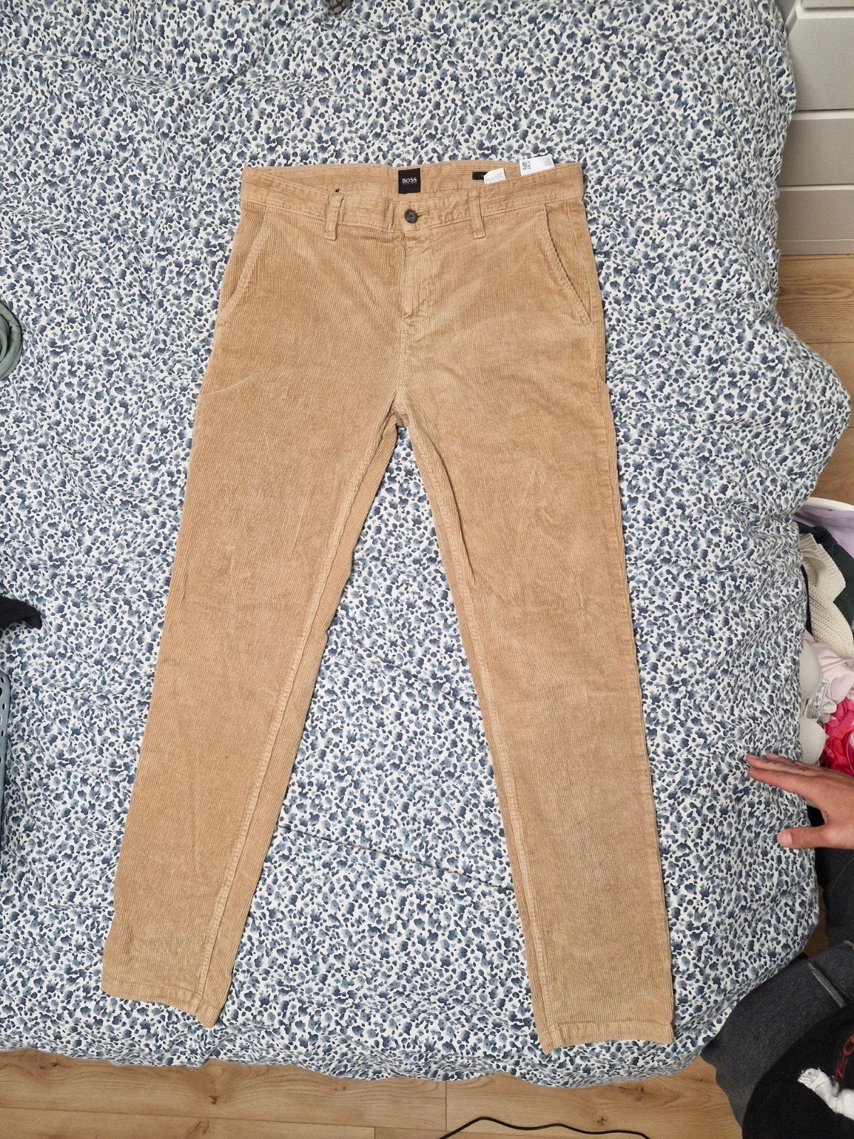 Hugo Boss Corduroy Broek - Tapered Fit - 34/34, Beige, Overige maten, Ophalen of Verzenden, Zo goed als nieuw
