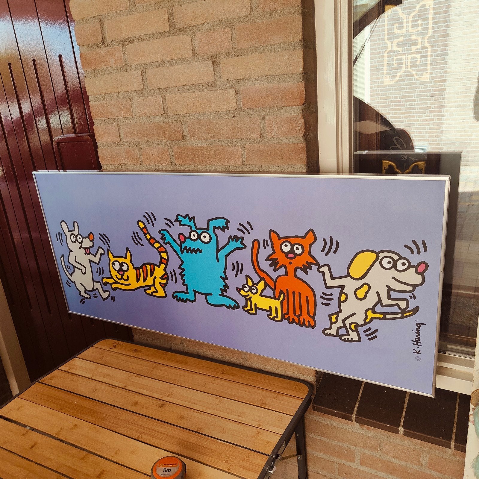 Keith Haring 'Cats and Dogs' poster in lijst, Ophalen