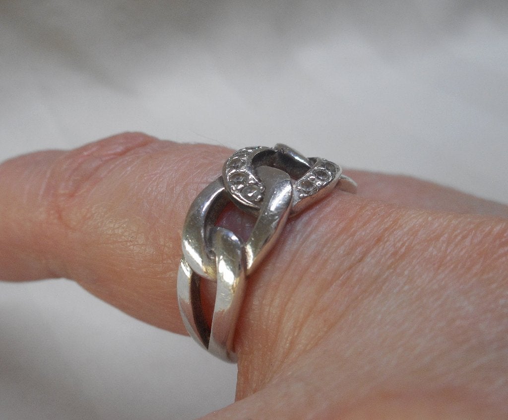 Zilveren ring met steentjes maat 18 nr.222, 18 tot 19, Verzenden, Zo goed als nieuw, Dame