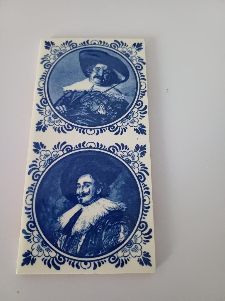 Langwerpige tegel met afbeelding Rubens en Rembrand, Ophalen of Verzenden
