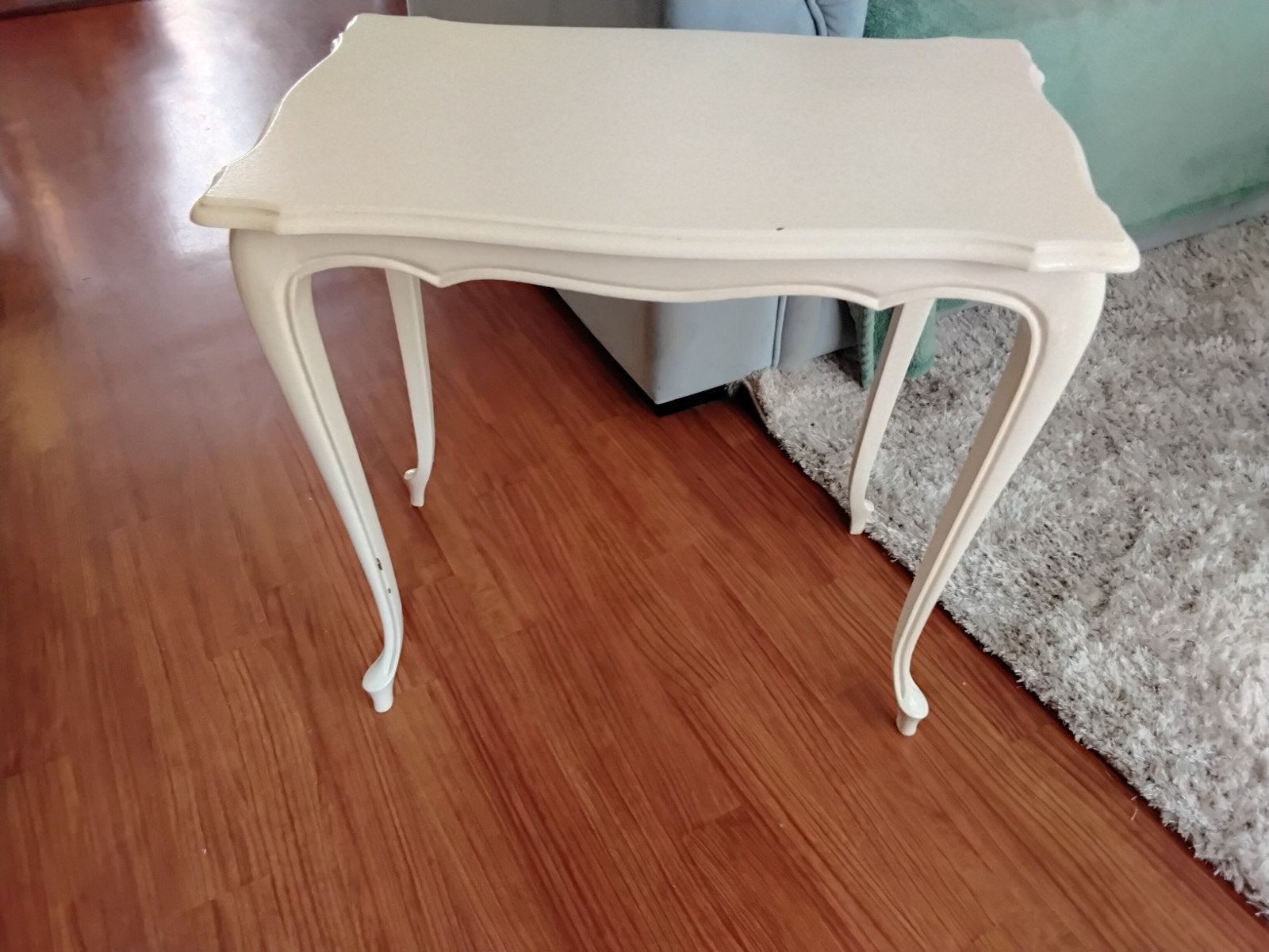 wit brocante queen anne bijzettafel, Huis en Inrichting, Ophalen, Rechthoekig, Minder dan 55 cm