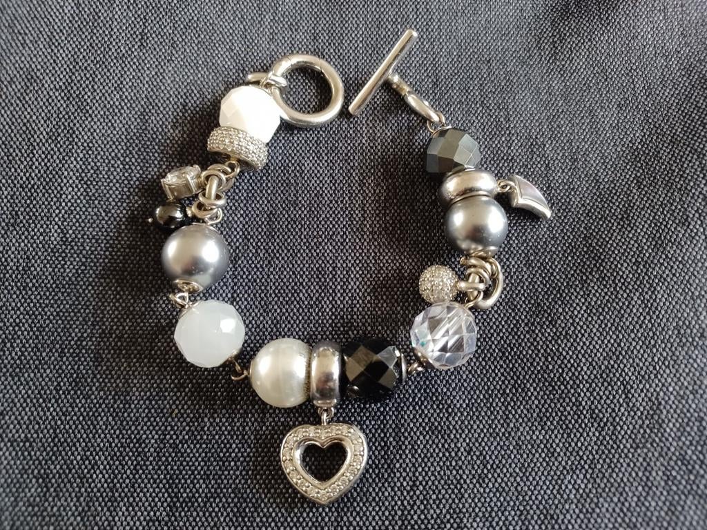 Ti Sento Milano Zilveren Armband met Bedels, Sieraden, Tassen en Uiterlijk, Armbanden, Gebruikt, Met bedels of kralen, Ophalen of Verzenden