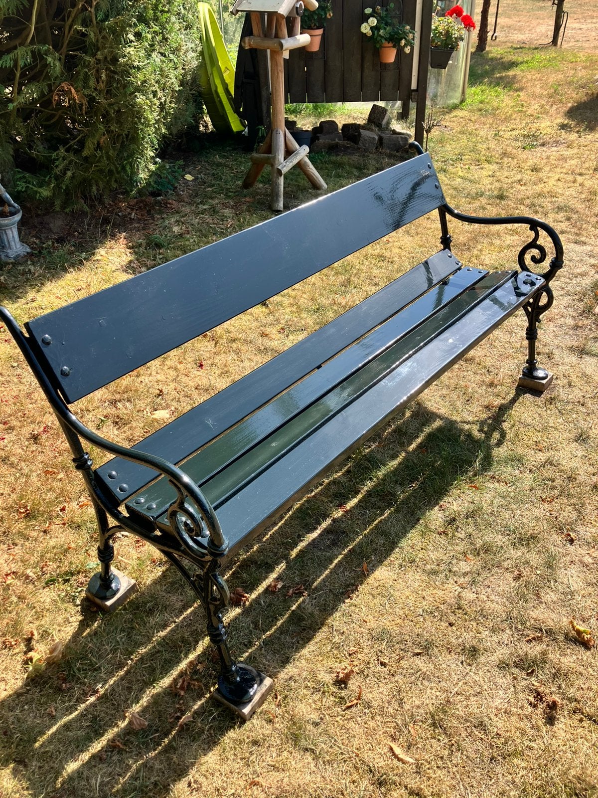 Mooie tuinbank Franse krul 165 cm breed, Tuin en Terras, Ophalen, Zo goed als nieuw, Hout