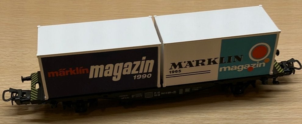 Märklin 84670 containerwagon met Märklin magazin containers, Wisselstroom, Wagon, Ophalen of Verzenden, Zo goed als nieuw