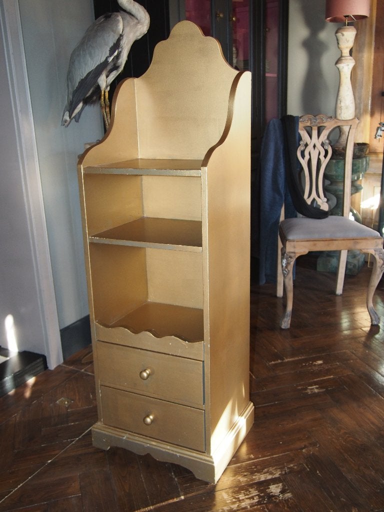 Goudkleurige Brocante Boekenkast - 135x45x35 cm, Ophalen, Overige materialen, Minder dan 50 cm, Gebruikt