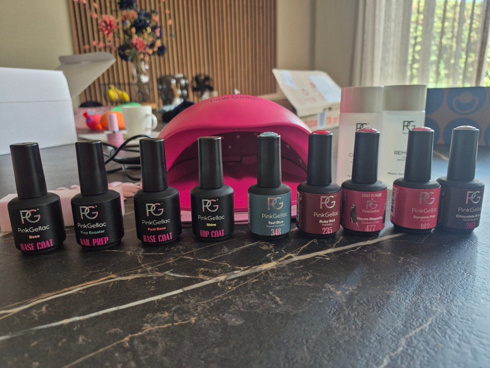 Pink gellac set inclusief 5 kleuren, Ophalen of Verzenden, Zo goed als nieuw, Overige kleuren, Handen en Nagels