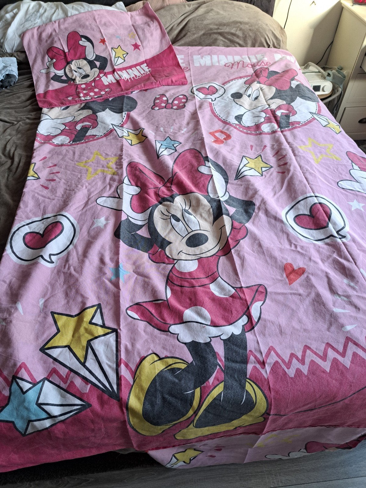 Minnie Mouse Dekbedovertrek - Roze Eenpersoons, Gebruikt, Eenpersoons, Dekbedovertrek, Ophalen of Verzenden