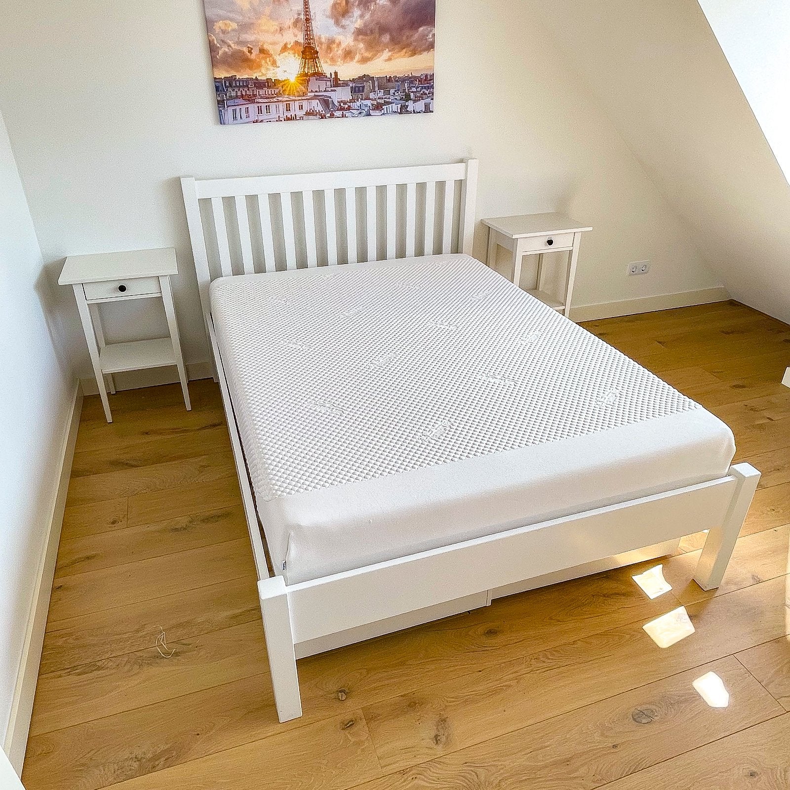 Complete Bedroom Set - IKEA Bed & Premium TEMPUR Mattress, Ophalen, Wit, Tweepersoons, Zo goed als nieuw