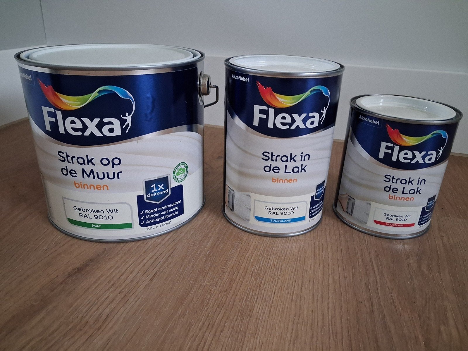 Nieuwe Flexa RAL 9010 verf (muurverf, zijdeglans, h, Ophalen of Verzenden, Nieuw, Wit