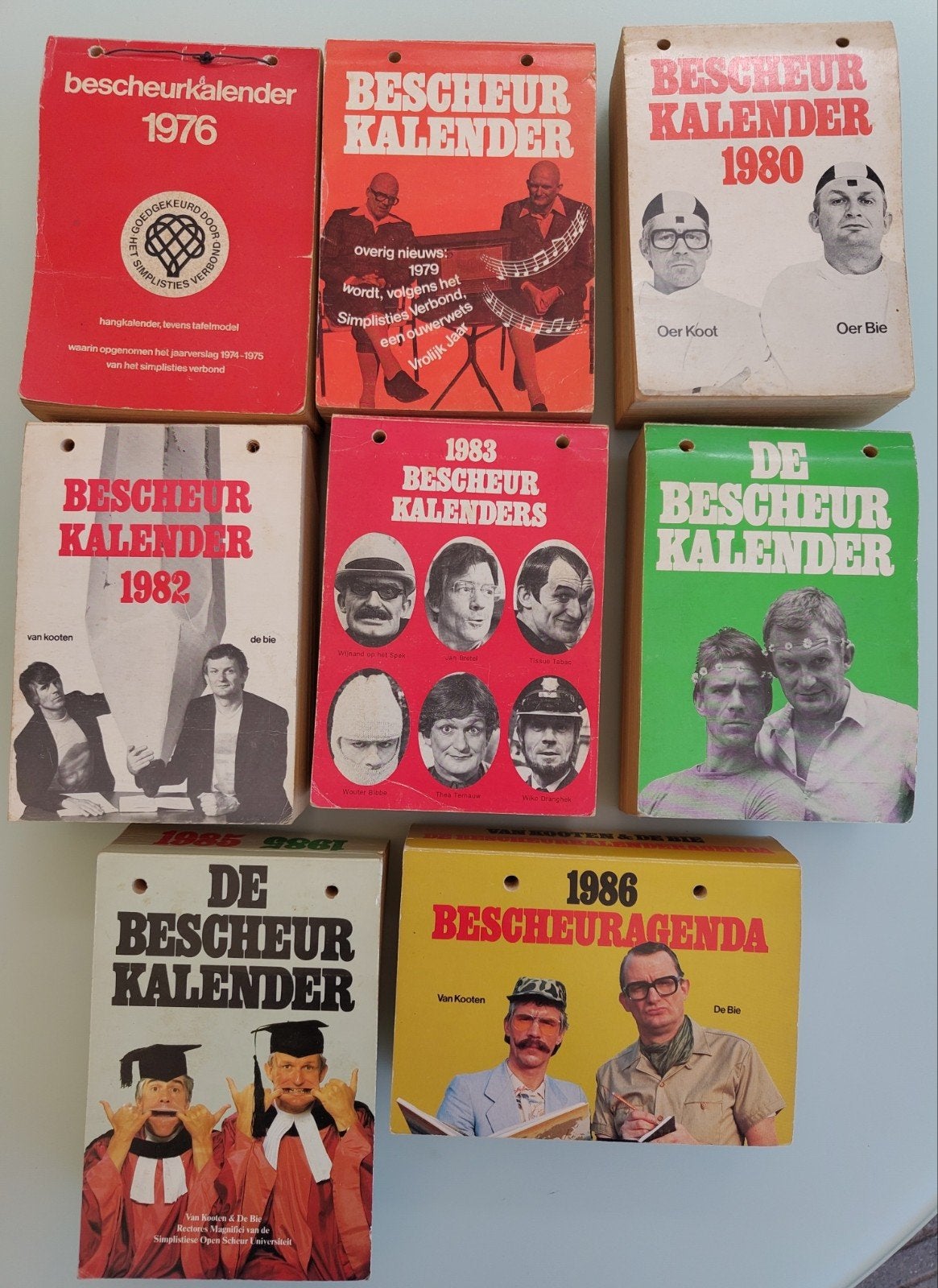 Koot en Bie: 8 bescheurkalenders, 1976,'79 en later, netjes, Gelezen, Van Kooten en de Bie, Ophalen of Verzenden, Anekdotes en Observaties