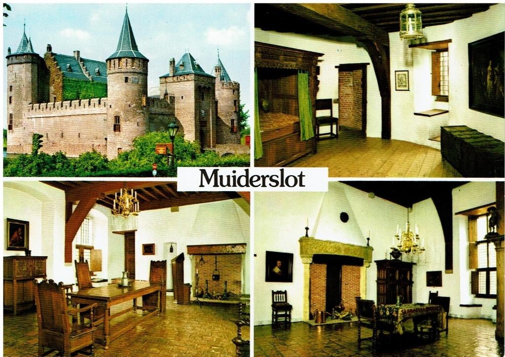 Ansichtkaart Muiderslot, 4-luik, kasteel, interieurs, Ophalen of Verzenden, 1980 tot heden, Ongelopen, Noord-Holland