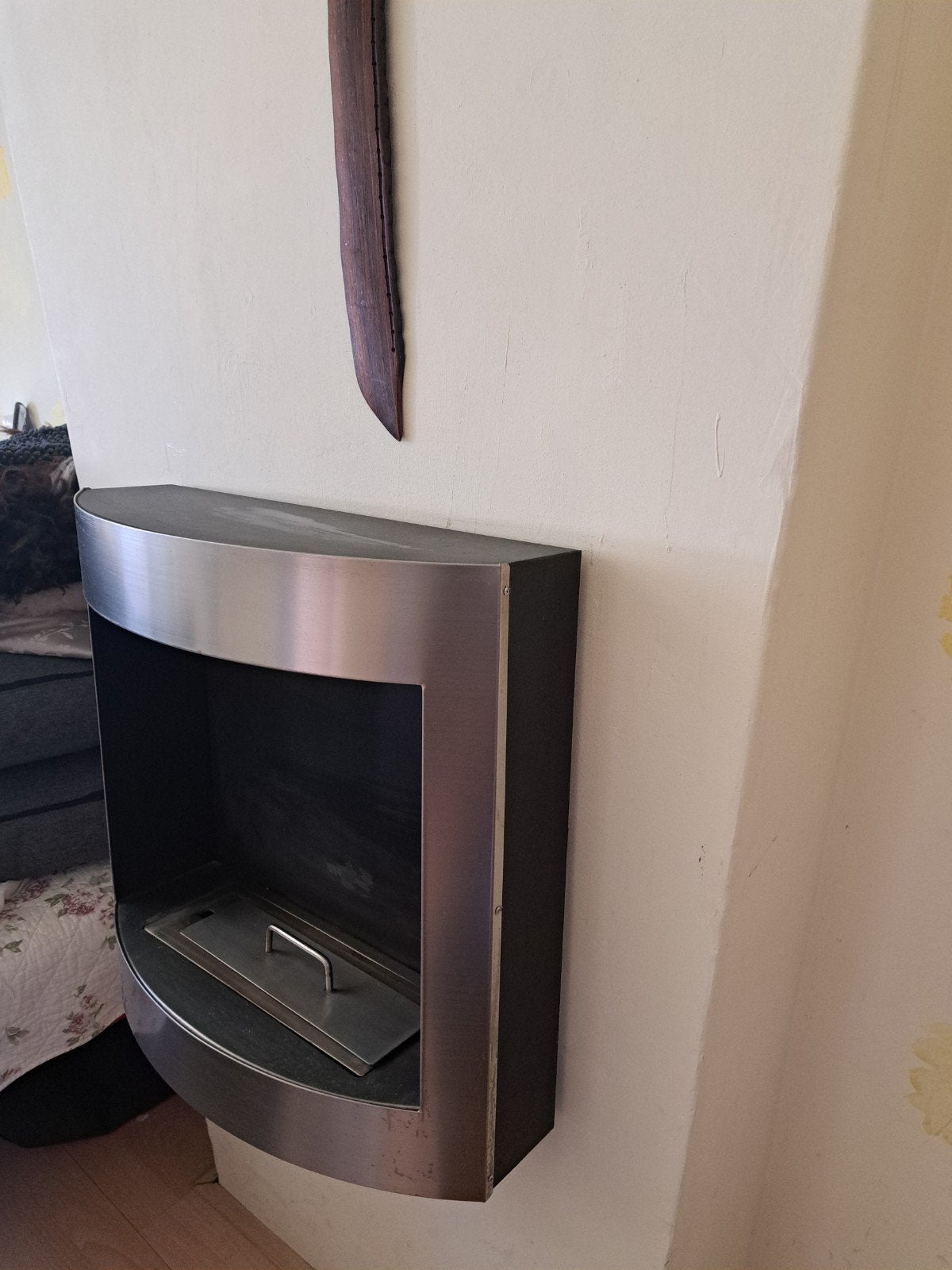 ECHT GOEDKOOP: Moderne BIO ethanol haard RVS - Wandmodel, Huis en Inrichting, Haarden, Ophalen of Verzenden, Gebruikt, Hangende haard