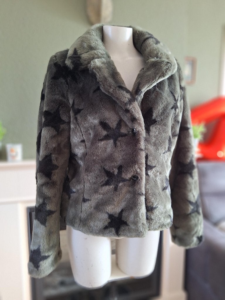 Goosecraft groen zwarte sterren jas jack winter L korte jas, Kleding | Dames, Jassen | Winter, Goosecraft, Verzenden, Maat 42/44 (L)