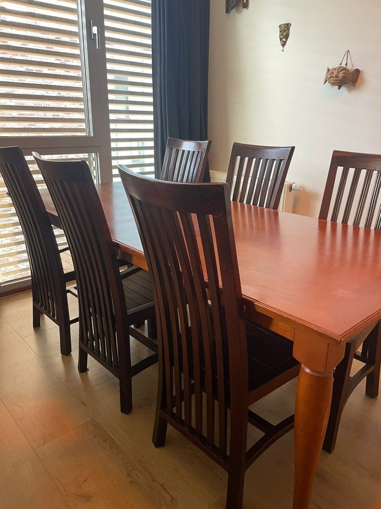 6 houten eettafelstoelen - GRATIS OPHALEN, Ophalen, Gebruikt, Bruin, Vijf, Zes of meer stoelen