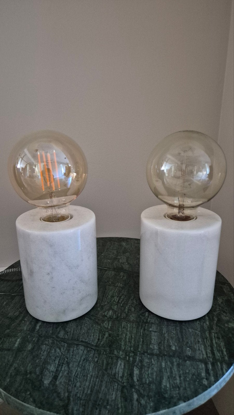 Set van 2 marmeren tafellampen inclusief lampen, Ophalen, Overige merken, Wit, Modern