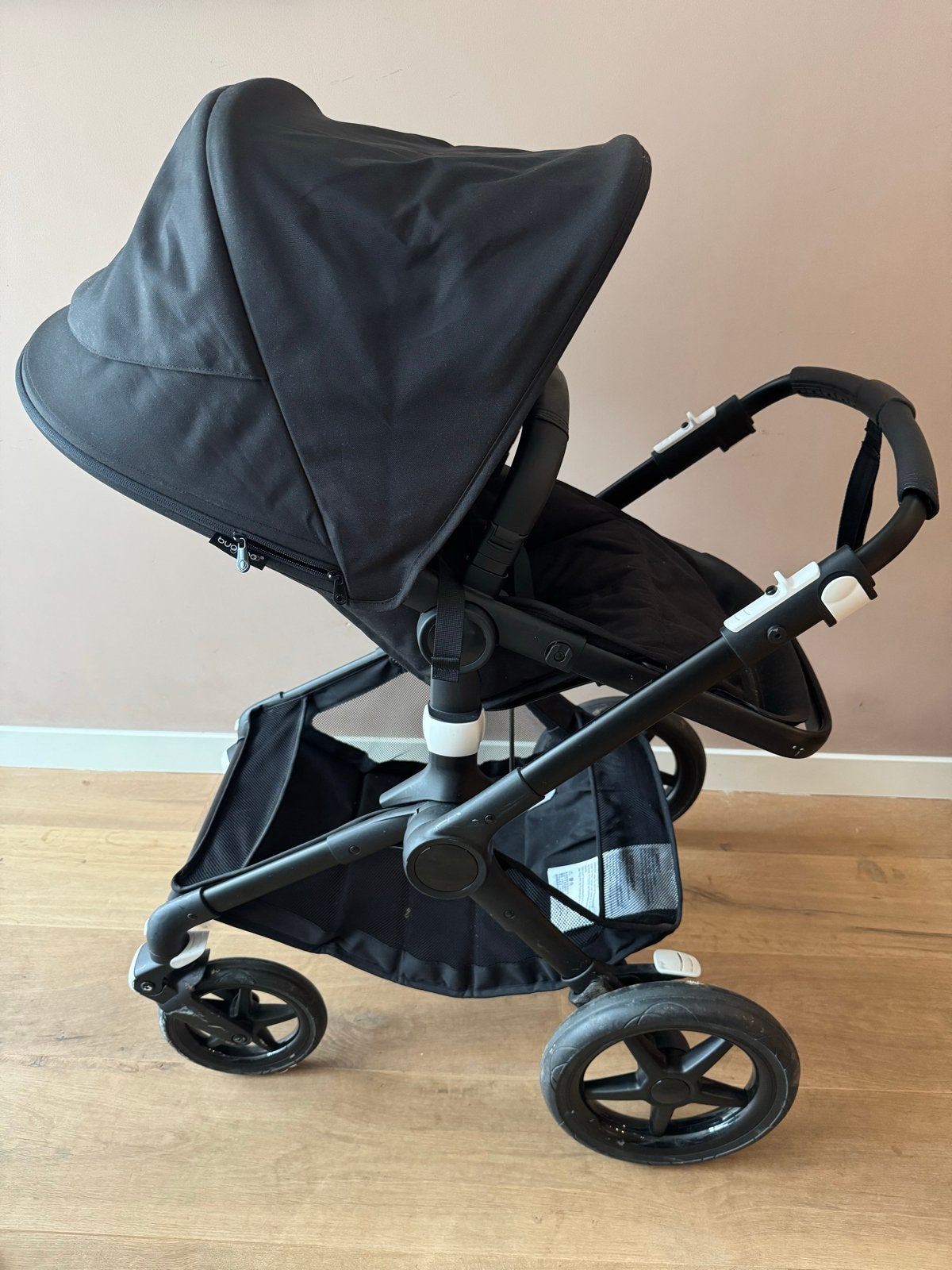 Bugaboo Fox 3 kinderwagen zwart met wieg en accessoires, Ophalen, Bugaboo, Zo goed als nieuw, Combiwagen
