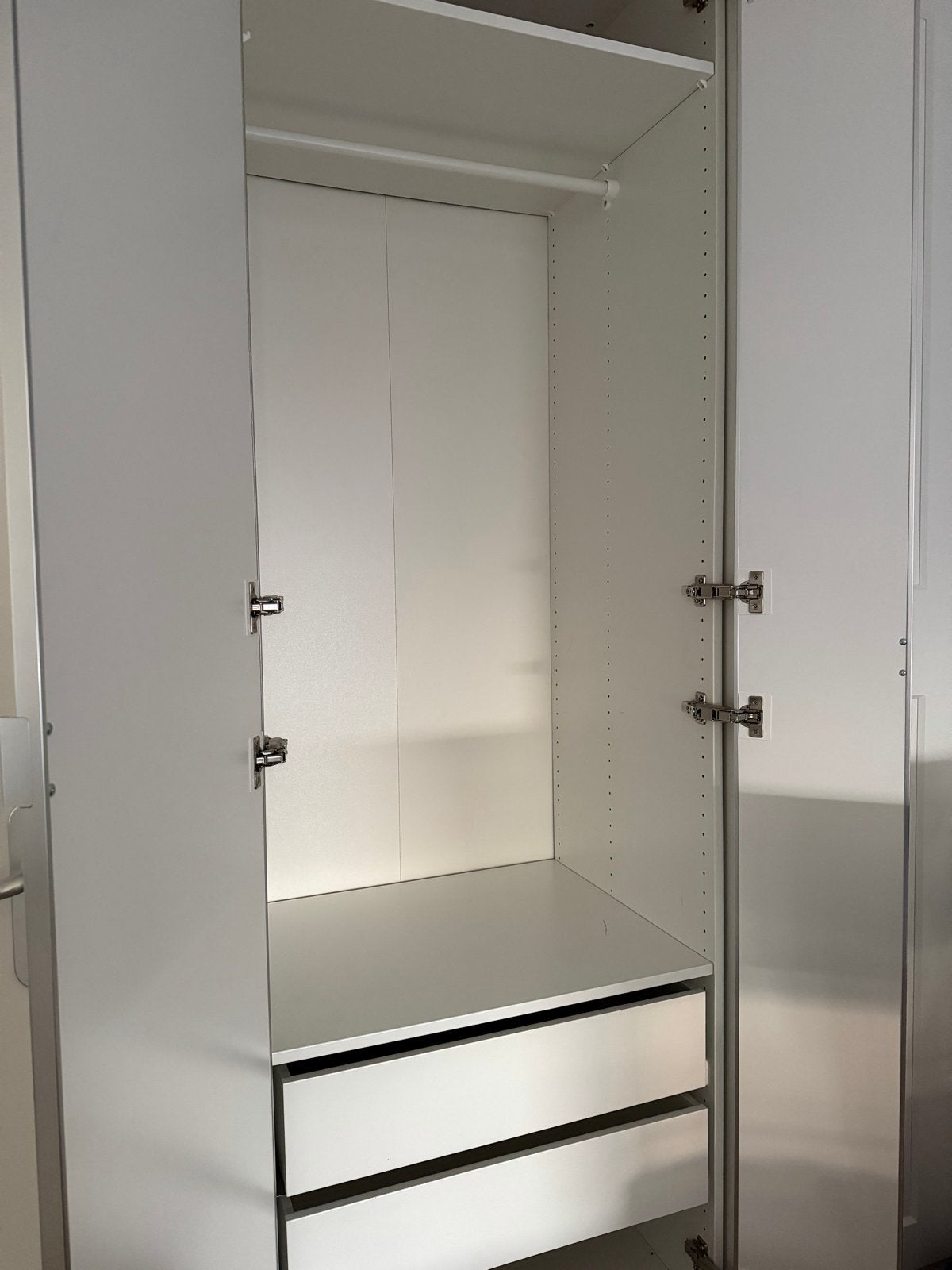 IKEA Pax kast met spiegeldeuren, hanggedeelte, lades en plan, Ophalen, Gebruikt, 200 cm of meer, 50 tot 100 cm