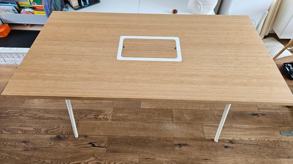 Gratis Ikea Användbar eettafel 180x90 Bamboo, Huis en Inrichting, Tafels | Eettafels, Ophalen, Gebruikt, 50 tot 100 cm, Vijf personen of meer
