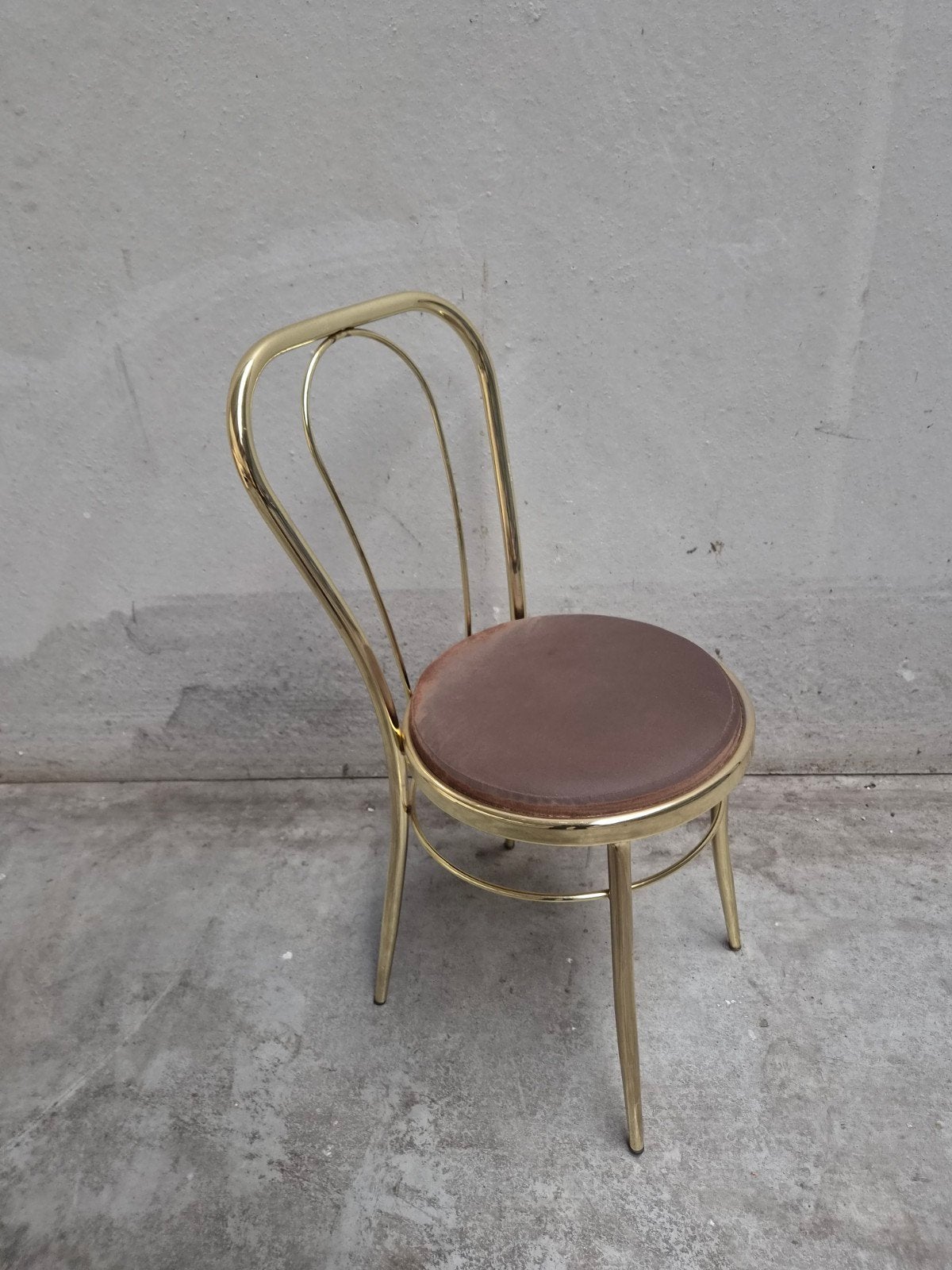 Vintage Thonet stijl hollywood regency cafestoel, Ophalen, Bruin, Geen, Vintage