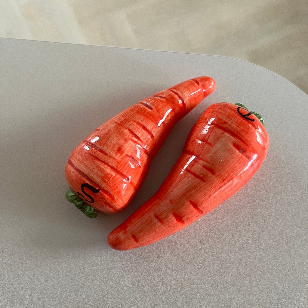 Retro wortel peper- en zoutstel, Ophalen of Verzenden, Huis en Inrichting