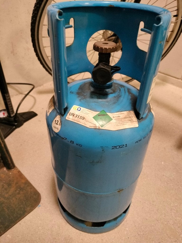 Koudemiddel fles cilinder airco, Ophalen, Gebruikt