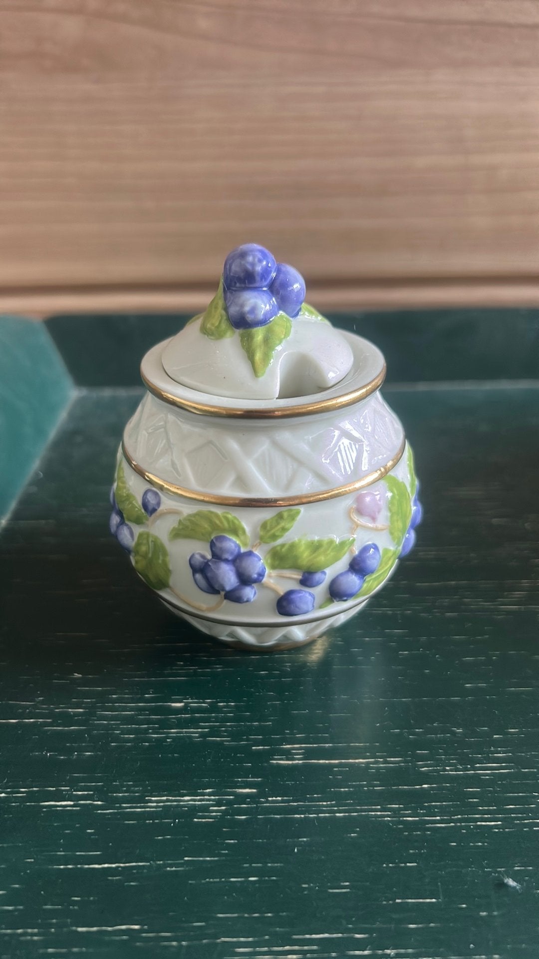 Vintage!Le Cordon Bleu jampot:blauwe bes Franklin Mint 1988, Ophalen of Verzenden, Zo goed als nieuw, Porselein, Overige typen