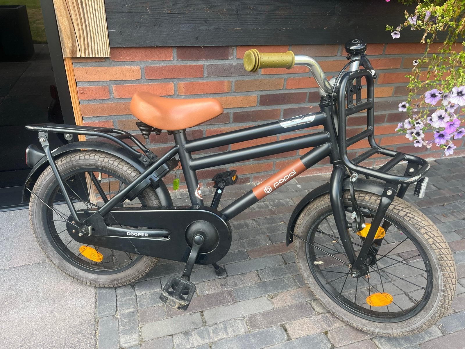 Popal Cooper 16 inch kinderfiets met voordrager, Ophalen, Gebruikt, Terugtraprem, 16 tot 20 inch