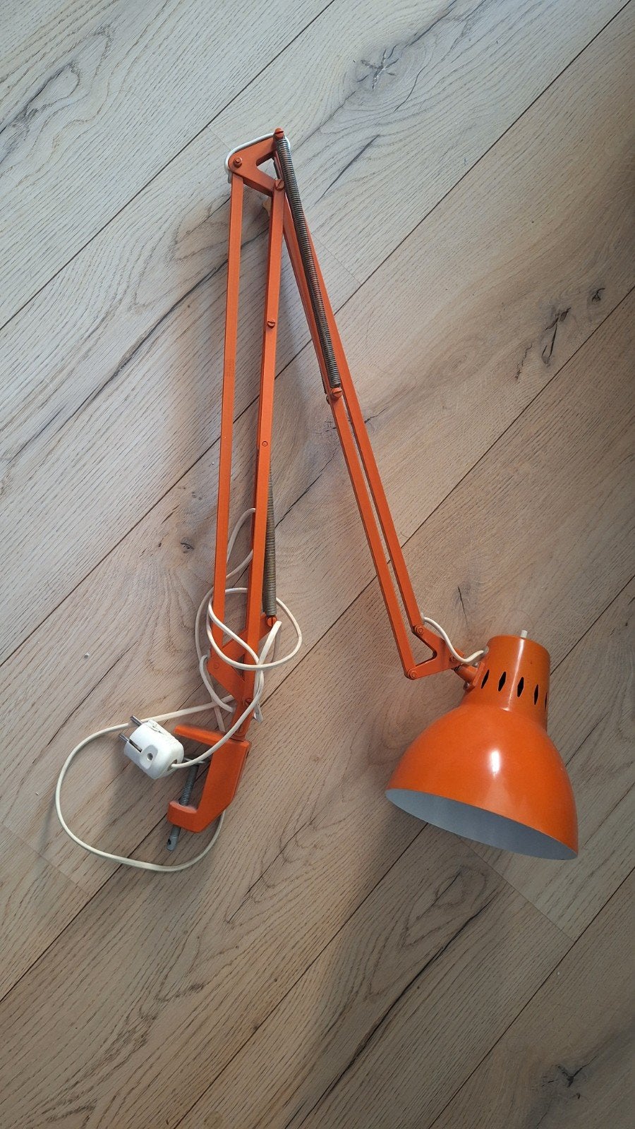 Vintage Oranje Bureaulamp met Klem - Jaren '70 Stijl, Bureaulamp, Gebruikt, Overige merken, Vintage