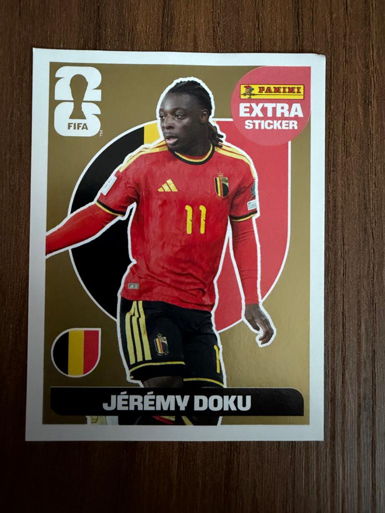 Panini FIFA World Cup 2026 Extra Sticker Jérémy Doku GOLD, Ophalen of Verzenden, Nieuw, Sport