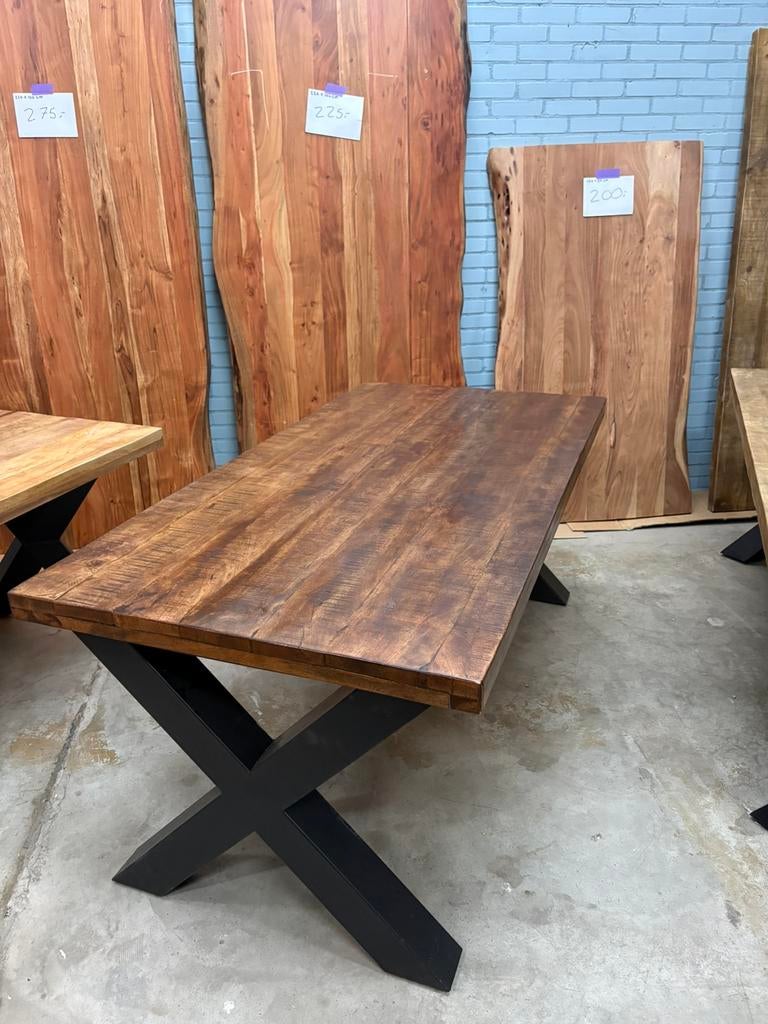 Mangohouten eettafel 180x90 cm - Ex showmodel, Huis en Inrichting, Zo goed als nieuw, 150 tot 200 cm, Vier personen, Rechthoekig