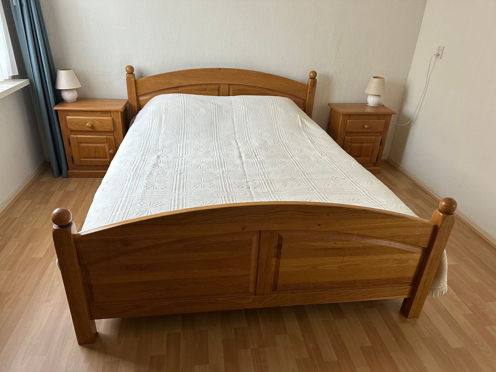 Eiken bed, kledingkast, nachtkastjes, dressoir, Huis en Inrichting, Ophalen, Gebruikt, Tweepersoons, Eiken