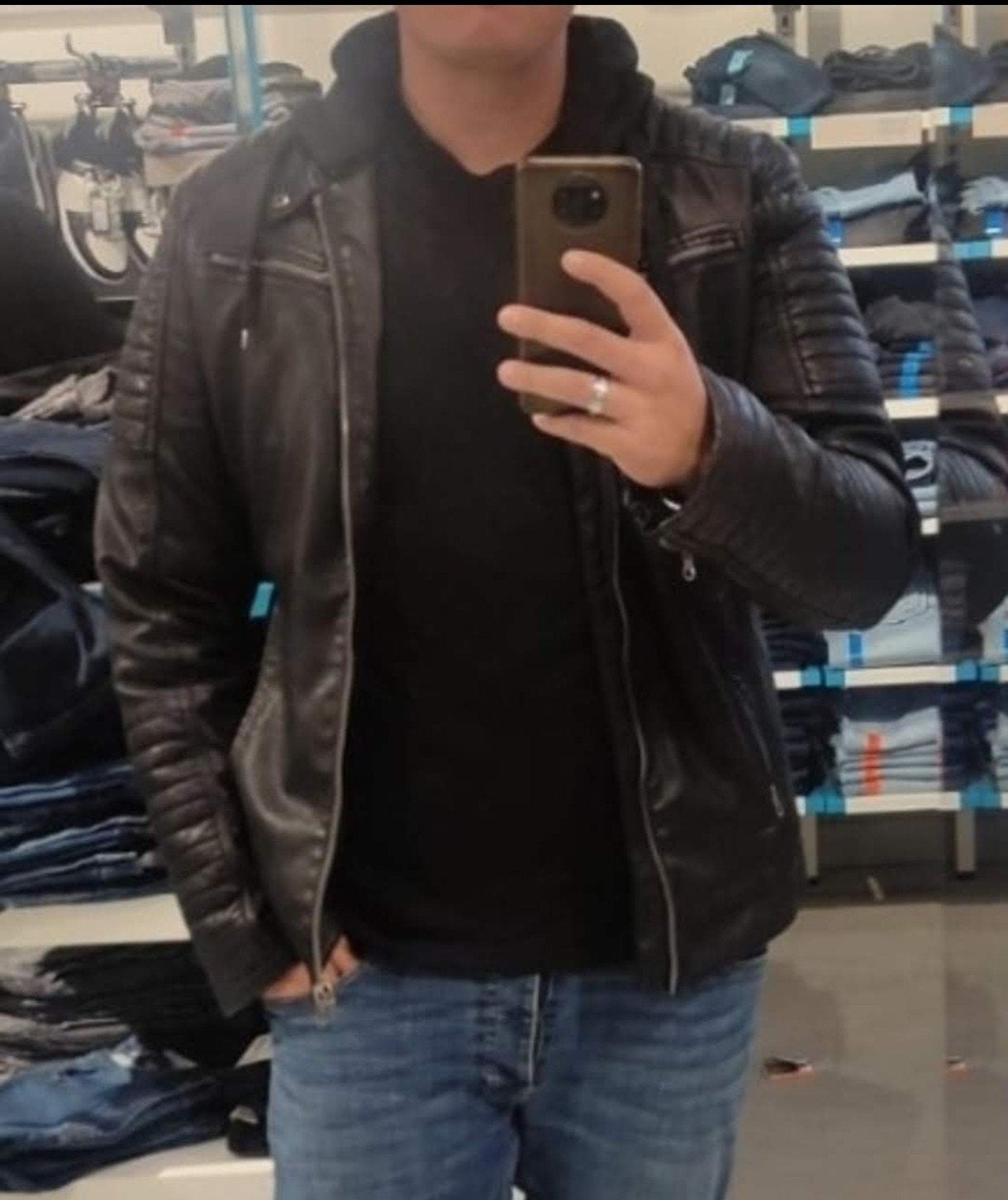 Jack & Jones Heren Leren Jas Zwart, Kleding | Heren, Maat 52/54 (L), Zwart, Ophalen of Verzenden, Gedragen