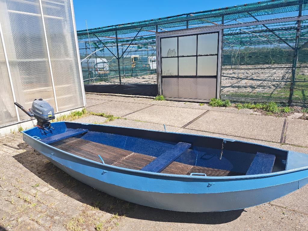 Stalen Sloep met buitenboordmotor, Watersport en Boten, Gebruikt, 4 m, Staal, Tot 1.00 meter