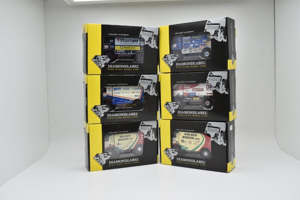 5x Diamondlabel Dakartrucks 1:50 vd Bosch, V Eerd, Leeuw etc, Ophalen of Verzenden, Nieuw, Bus of Vrachtwagen, Lion Toys