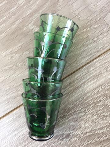 Antieke borrelglaasjes groen glas, Antiek en Kunst, Antiek | Glas en Kristal, Ophalen of Verzenden