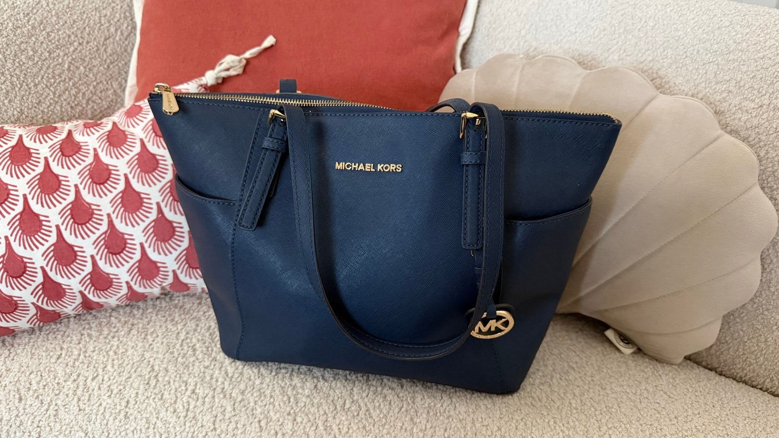 Michael Kors Jet Set Handtas Donkerblauw, Ophalen of Verzenden, Zo goed als nieuw, Blauw, Handtas