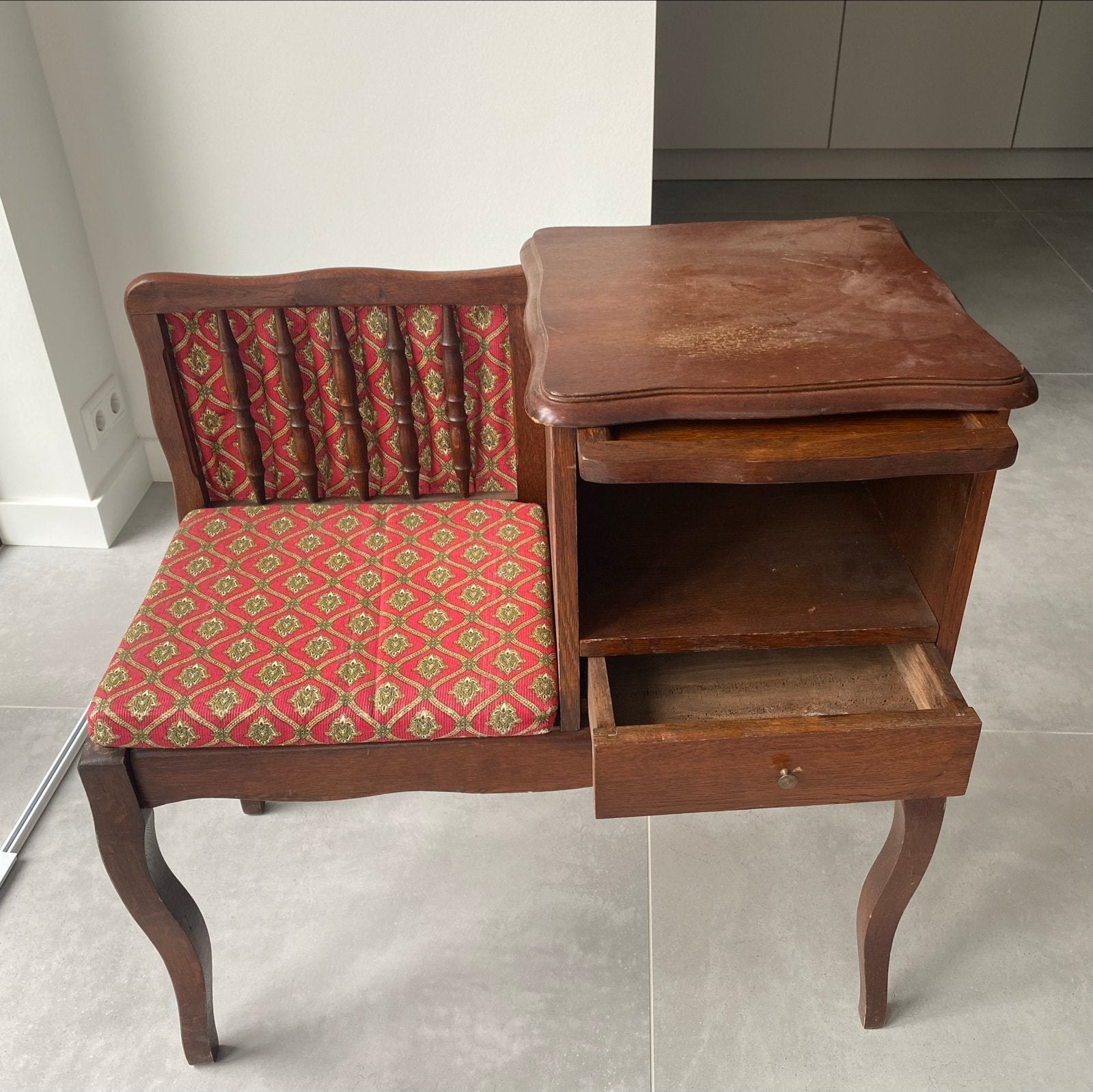 Vintage Telefoonbankje / Bijzettafel met Opbergruimte, Ophalen