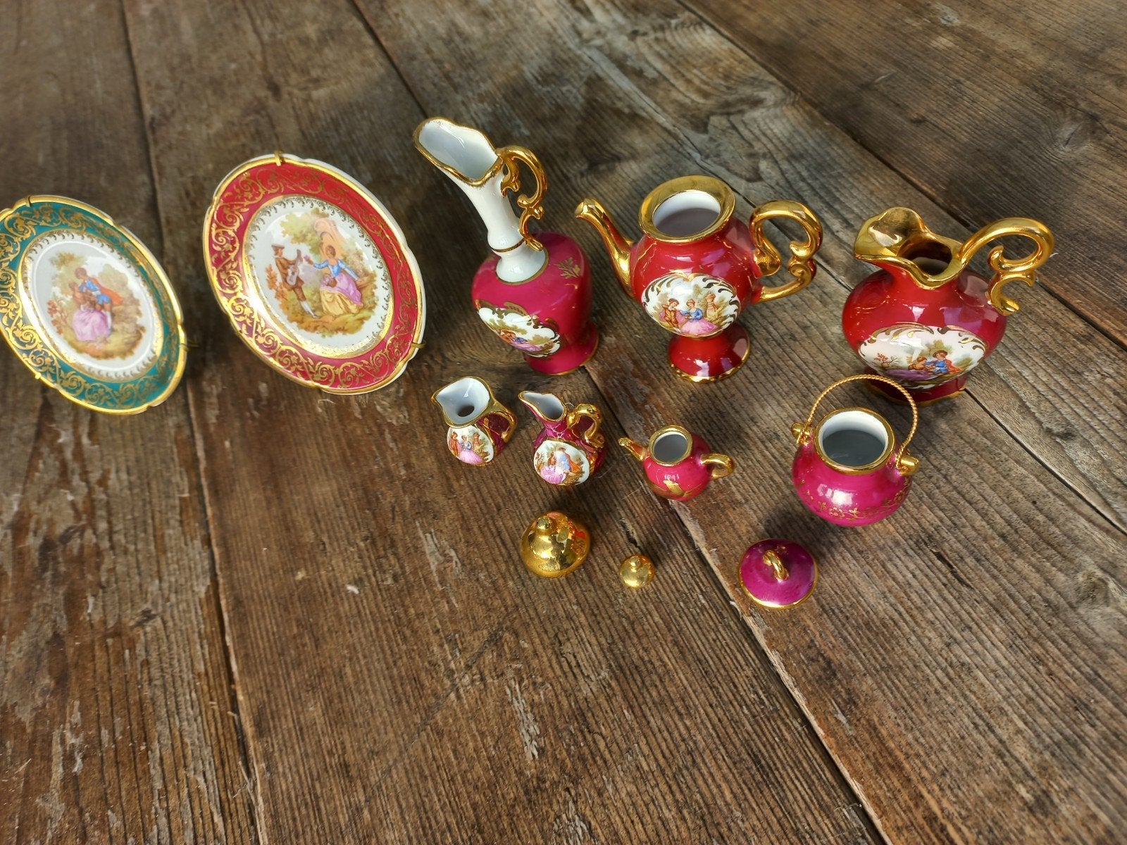 Miniatuur porseleinen theeservies & decoratie set, Ophalen of Verzenden